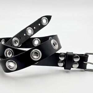 2-Row Large Grommet Punk Rock Leather Belt by Nemesis Leather - New Deadstock